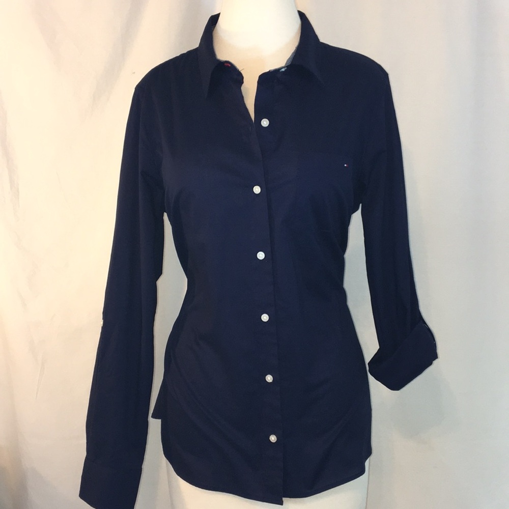 Tommy Hilfiger Top Heritage J7RMO530 Navy Blue Sz: Large